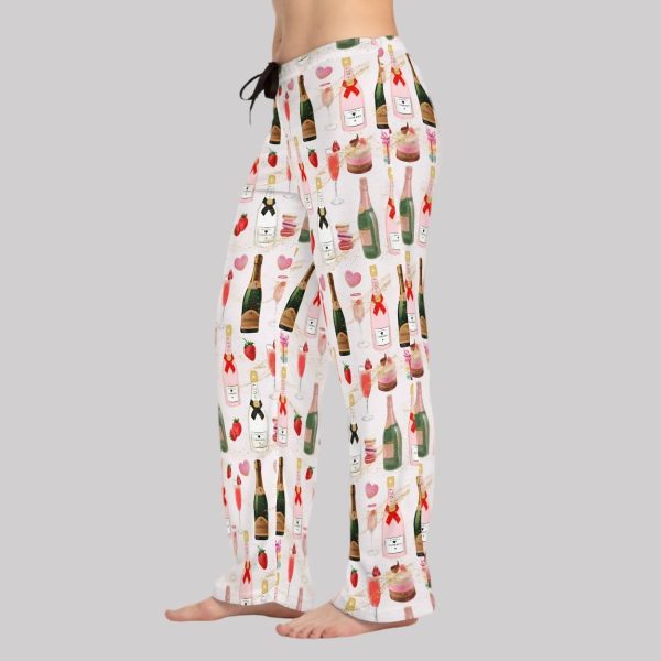 I Love Champagne Strawberry Pajama Pants 4