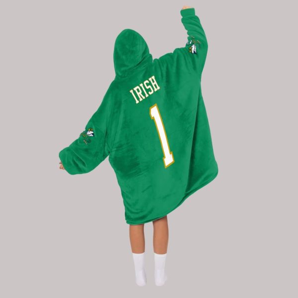 Irish 1 Notre Dame Football Unisex Blanket Hoodie