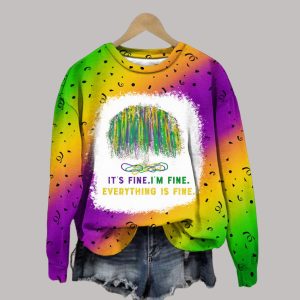 It's Fine I'm Fine Everything Is Fine Mardi Gras Bead Tree Sweatshirt