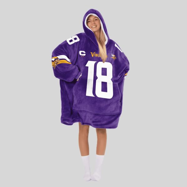 Jefferson 18 Minnesota Football Unisex Blanket Hoodie2