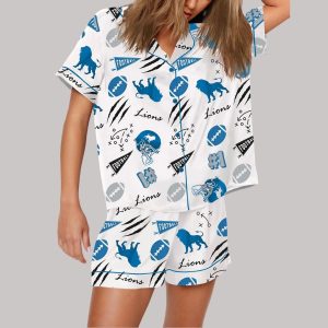 Lions Football Print Pajama Set