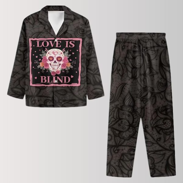 Love Is Blind Floral Skull Pajama Set