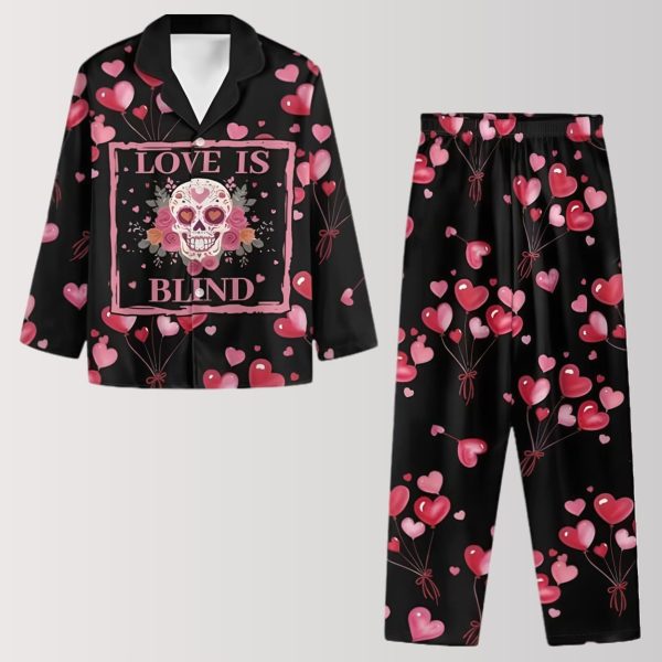 Love Is Blind Skull and Heart Balloon Pajama Set