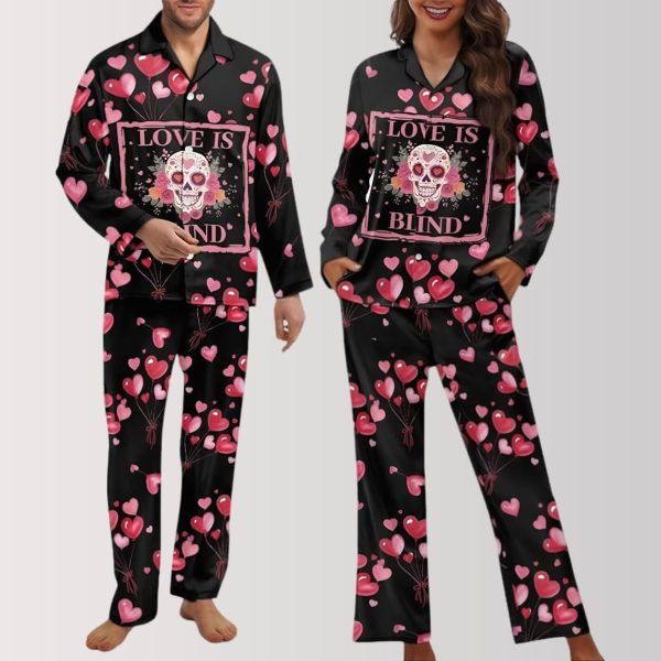 Love Is Blind Skull and Heart Balloon Pajama Set