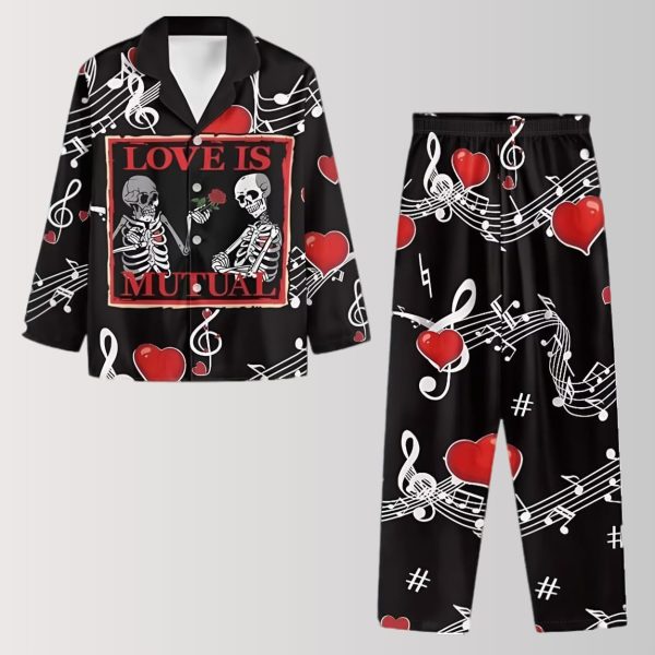 Love Is Mutual Skeleton and Music Notes Pajama Set