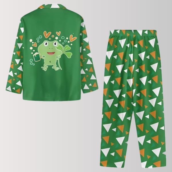 Lucky Frog with Shamrock and Hearts Pajama Set