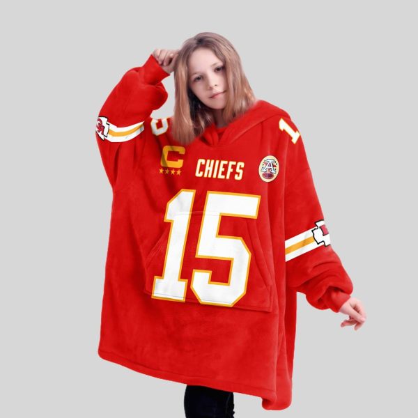 Mahomes 15 Kansas City Football Unisex Blanket Hoodie2