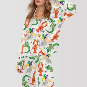 Mardi Gras Cajun Animal Trio Satin Pajama Set