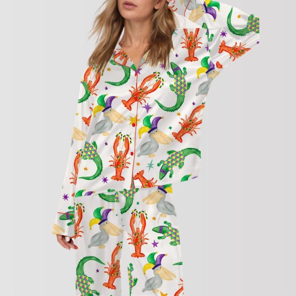 Mardi Gras Cajun Animal Trio Satin Pajama Set