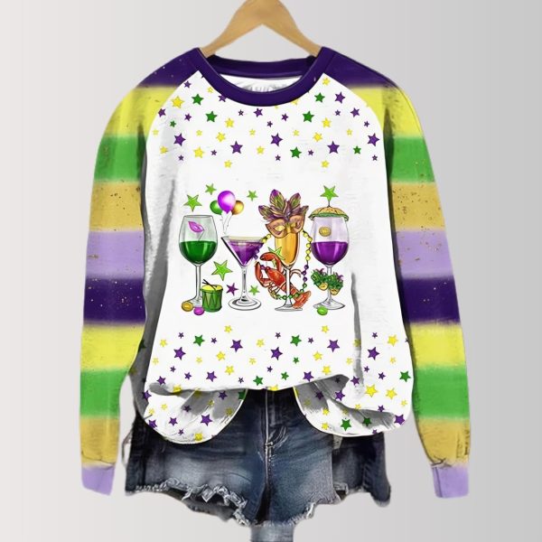 Mardi Gras Celebration with Cocktails Sweatshirt