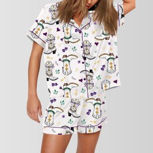 Mardi Gras Cowboy Boot Print Pajama Set