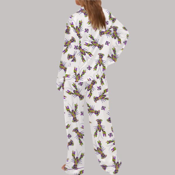 Mardi Gras Crawfish Satin Pajama Set 2