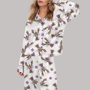 Mardi Gras Crawfish Satin Pajama Set