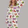 Mardi Gras Crown Crawfish Drum Satin Pajama Set