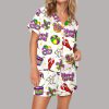 Mardi Gras Crown Crawfish Drum Satin Pajama Set