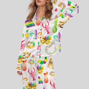 Mardi Gras New Orleans Satin Pajama Set