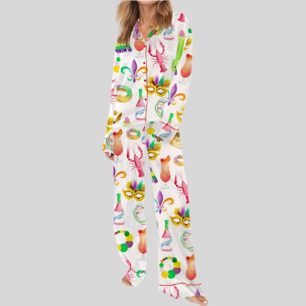 Mardi Gras New Orleans Satin Pajama Set