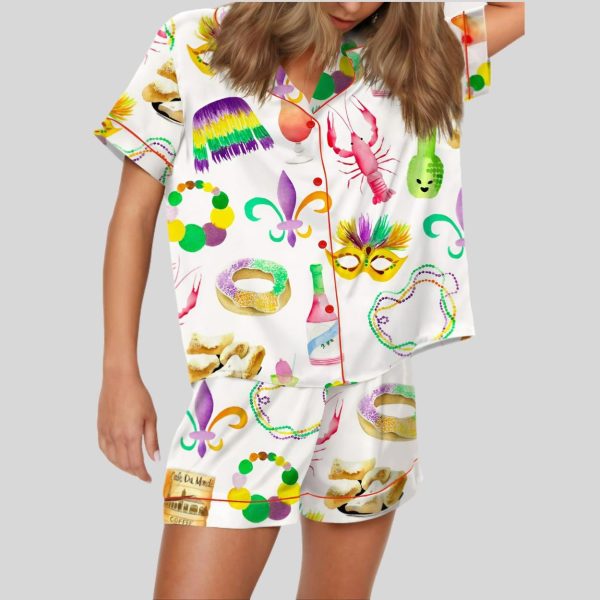 Mardi Gras New Orleans Satin Pajama Set