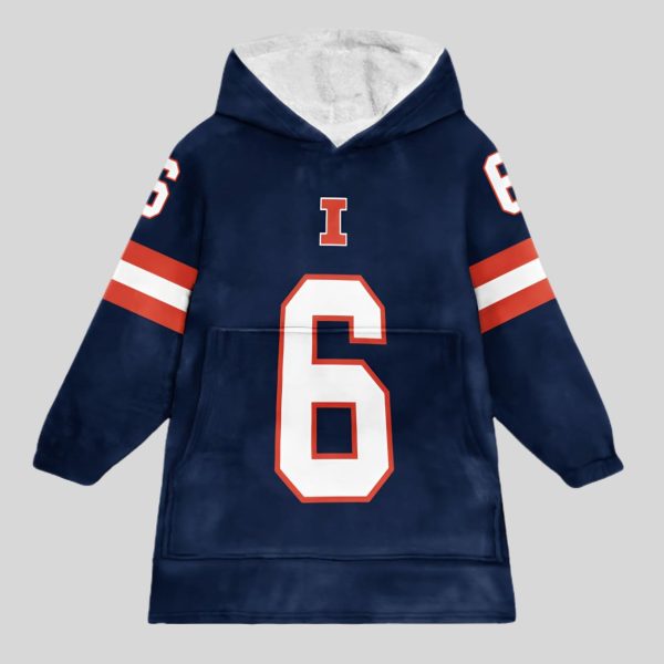 Mccray 6 Illinois Football Unisex Blanket Hoodie