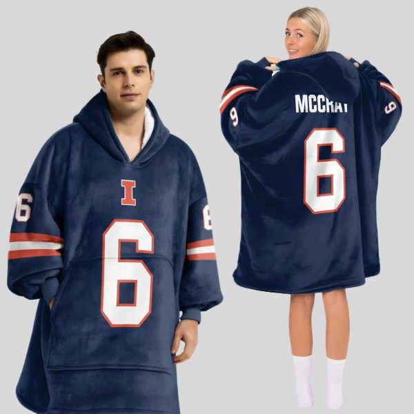 Mccray 6 Illinois Football Unisex Blanket Hoodie1