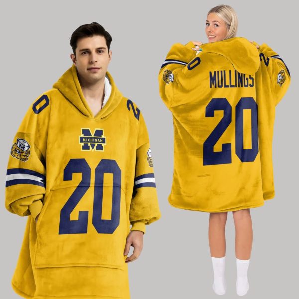 Mullings 20 Michigan Football Unisex Blanket Hoodie1