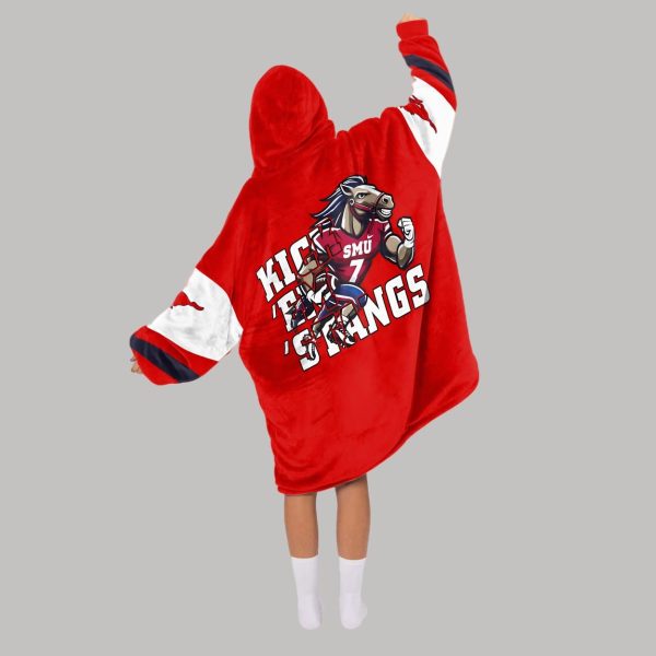 Mustangs Football Kick 'Em 'Stangs Blanket Hoodie