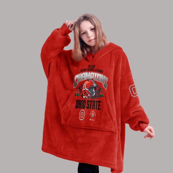 Ohio State 2025 Rose Bowl Game Champions Unisex Blanket Hoodie