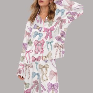 Pastel Coquette Bows Satin Pajama Set