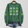 Patrick's Day Shamrock Print Sweatshirt