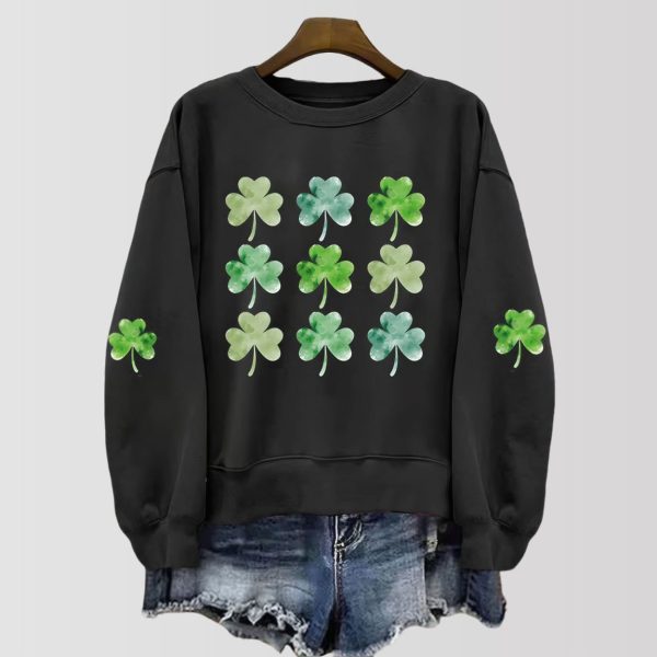 Patrick's Day Shamrock Print Sweatshirt