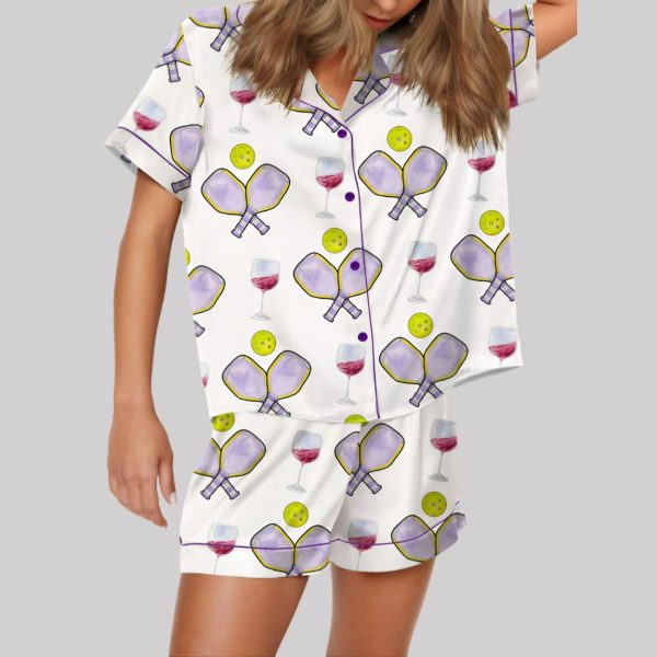 Pickleball Wine Satin Pajama Set3