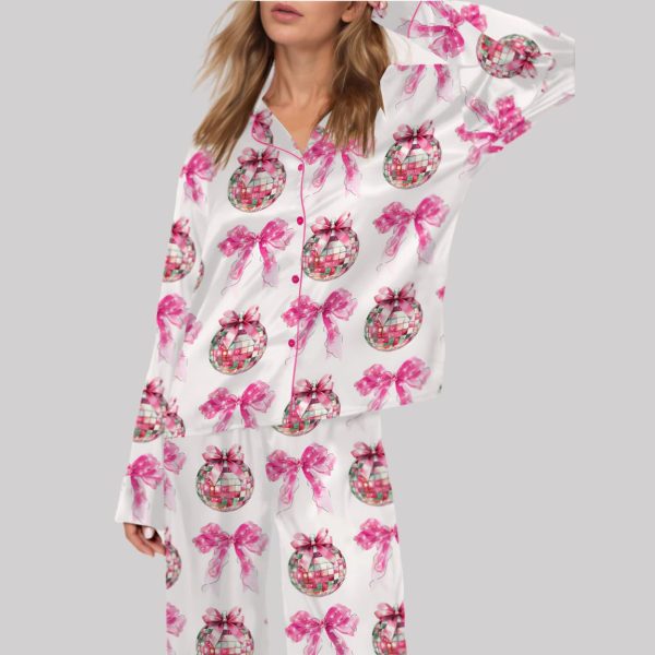 Pink Coquette New Year Satin Pajama Set