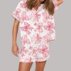 Pink Valentine's Day Bows Print Pajama Set