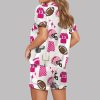 Playful Football Dreams Pink Pajamas Set