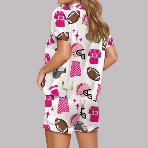 Playful Football Dreams Pink Pajamas Set