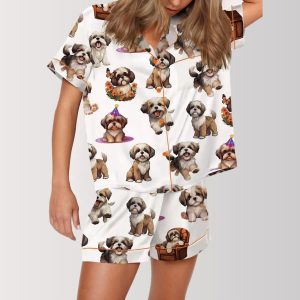 Playful Shih Tzu and Puppy Design Pajama Set