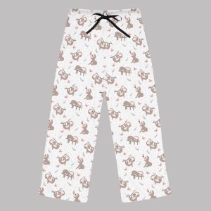 Playful Sloths in Butterfly Garden Pajama Pants