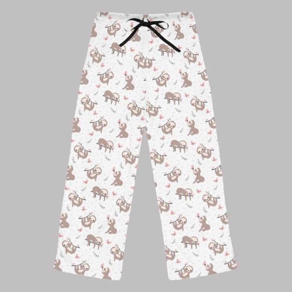 Playful Sloths in Butterfly Garden Pajama Pants