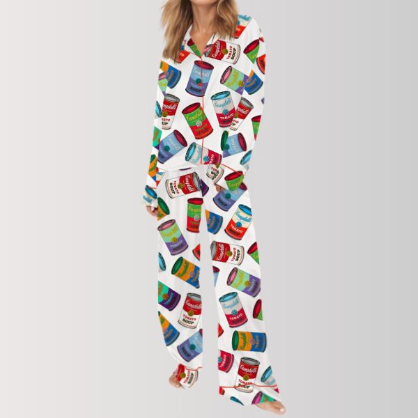 Pop Art Tomato Soup Satin Pajama Set