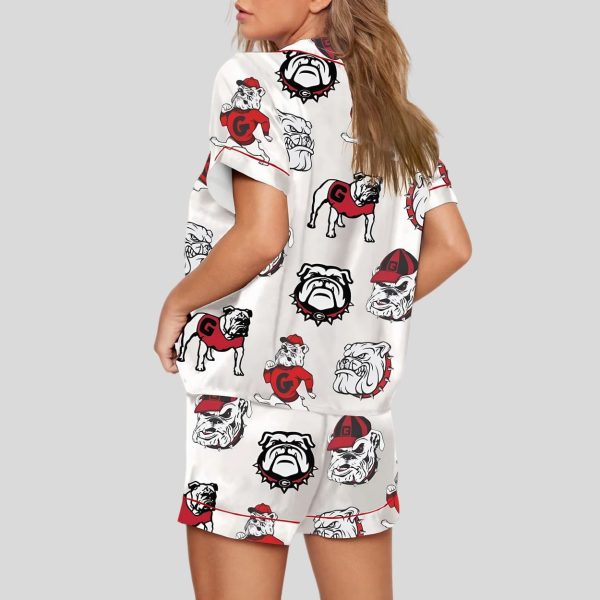 Red Cap Bulldog Satin Pajama Set