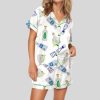 Relaxation Wear with Luxury Tequila Bottle Themed Prints Satin Pajama Set