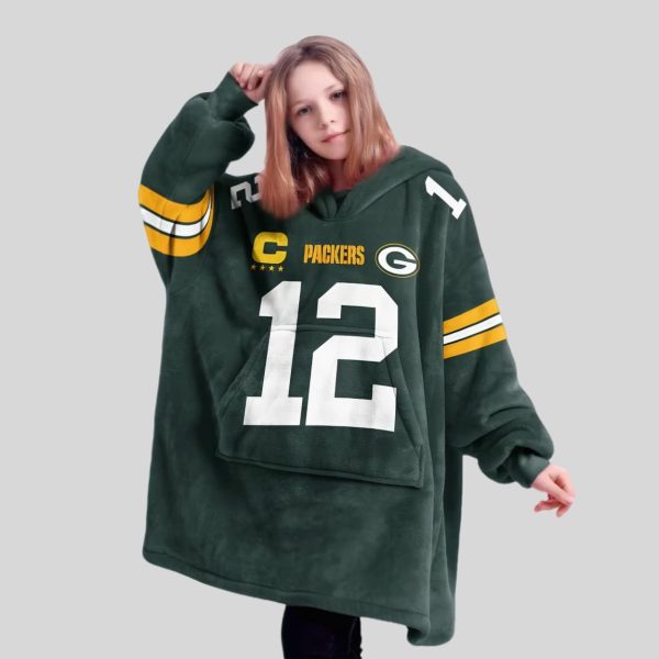 Rodgers 12 Green Bay Football Unisex Blanket Hoodie2