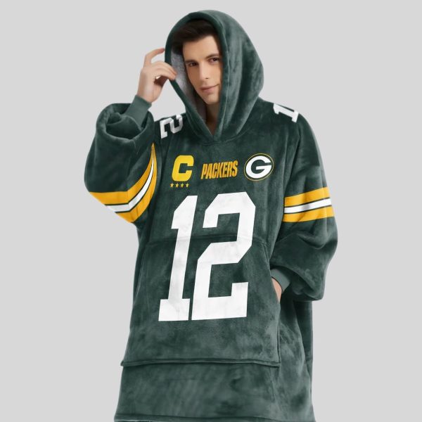 Rodgers 12 Green Bay Football Unisex Blanket Hoodie4