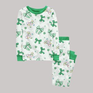 St Patricks Lucky Charms Bow Print Pajama Set