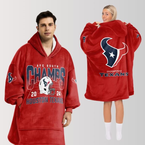 Texans 2024 AFC South Champs Unisex Blanket Hoodie