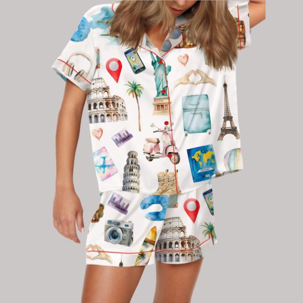 Travel Lover Satin Pajama Set 3