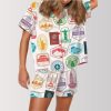 Travel Passport Destination Stamp Satin Pajama Set