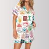 Travel Passport Destination Stamp Satin Pajama Set