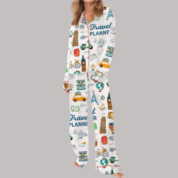 Travel Planner Satin Pajama Set