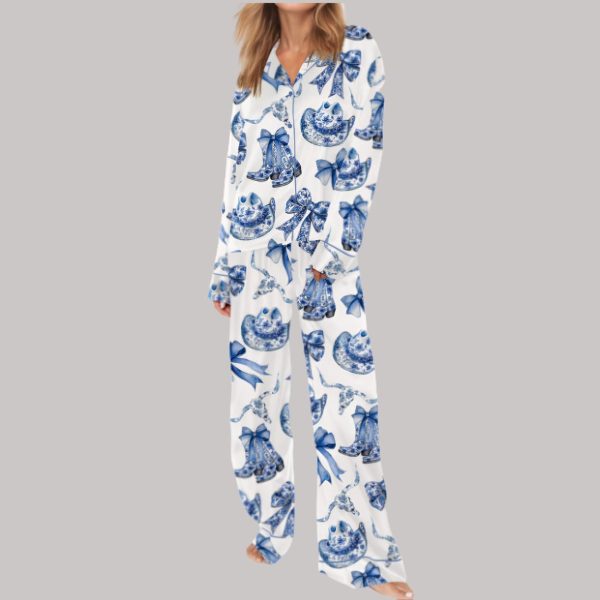 Trendy Western Coastal Cowgirl Satin Pajama Set